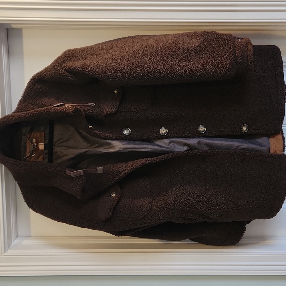 KOOLABURRA BY UGG Sherpa Fleece Jacket Brown Button Front Pockets Large